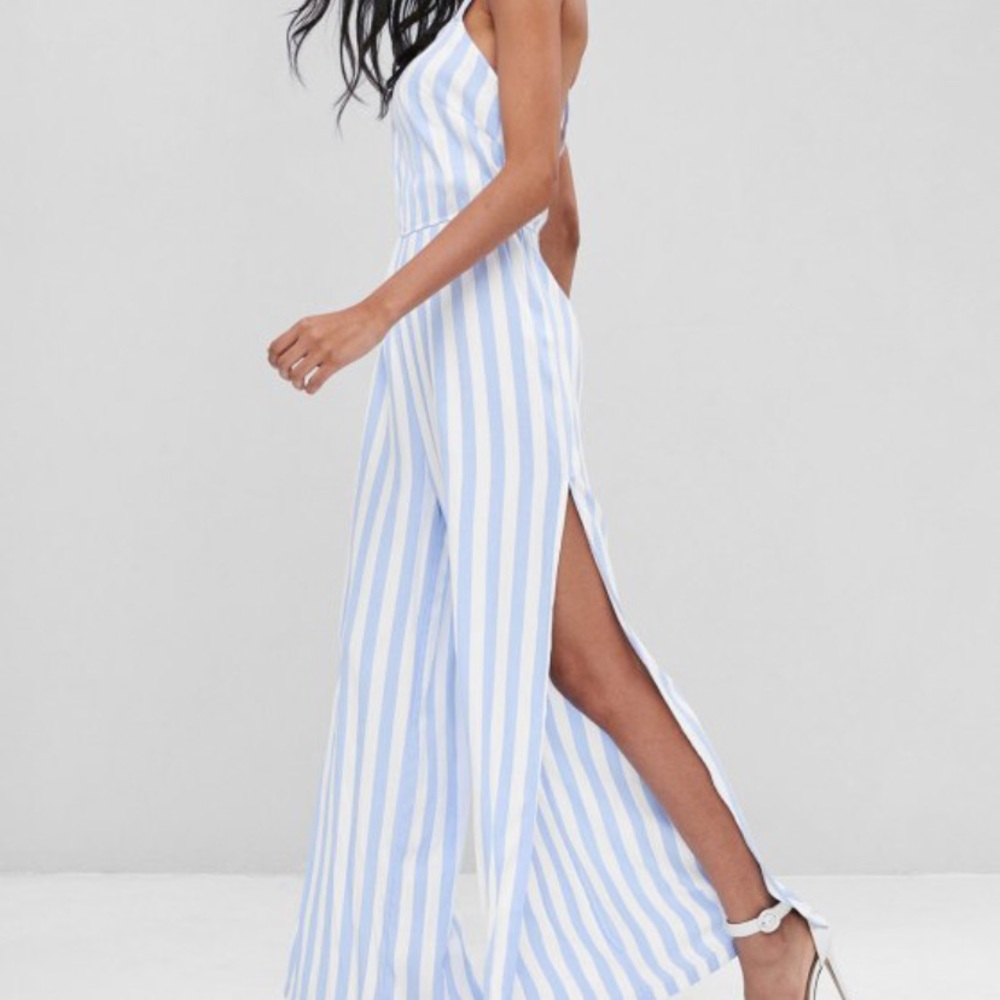Light Blue and White Jumpsuit